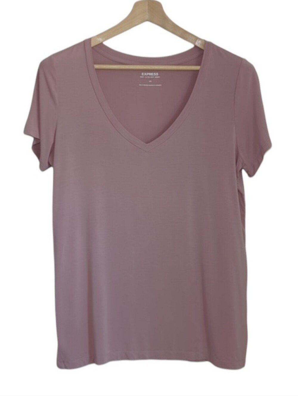 Express | Pink V-Neck Ultra Soft Jersey Tee